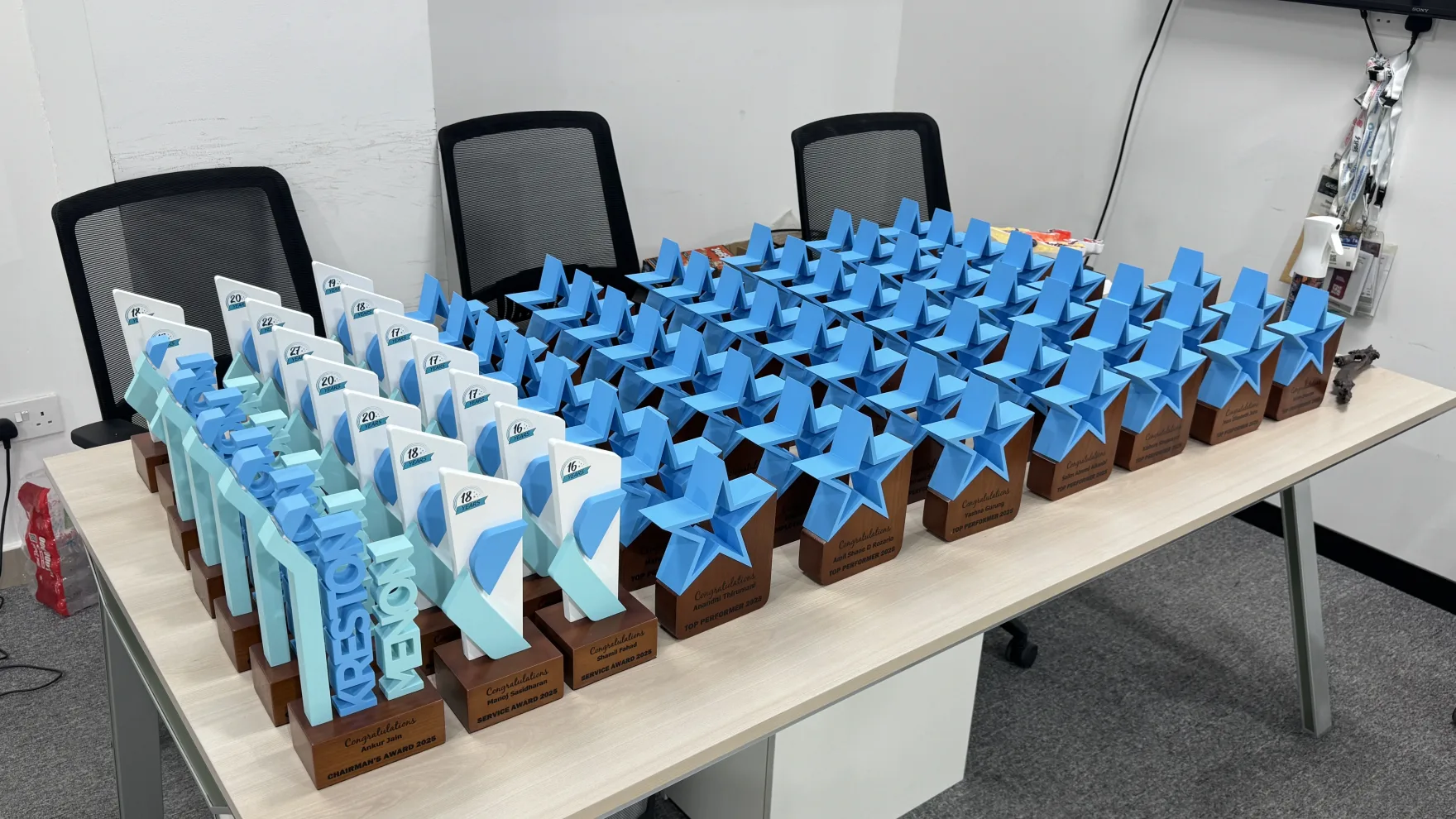 Bulk 3D printed award trophies for a corporate event — Orbit3D, UAE