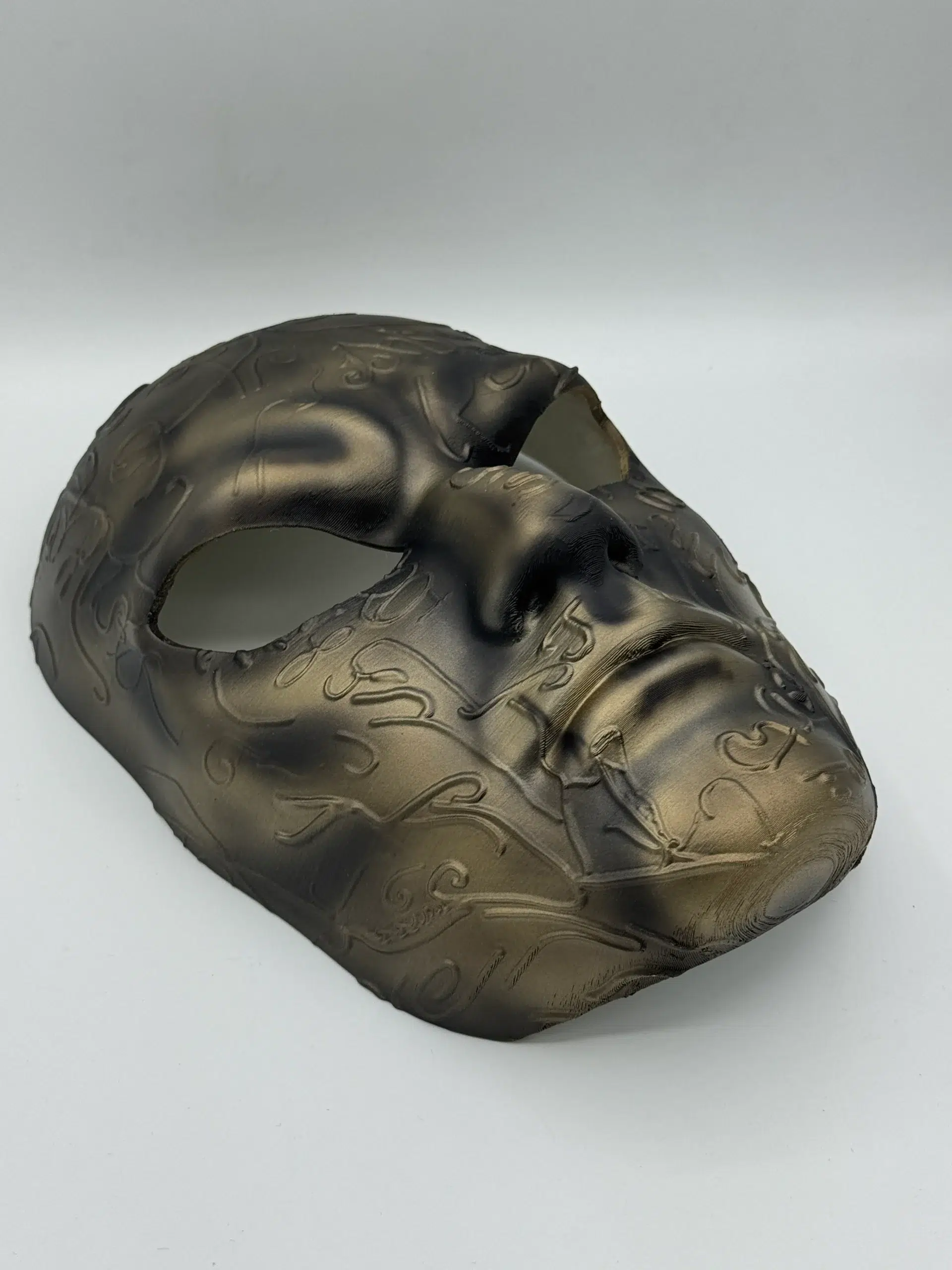 Realistic large format 3D printed face mask artwork