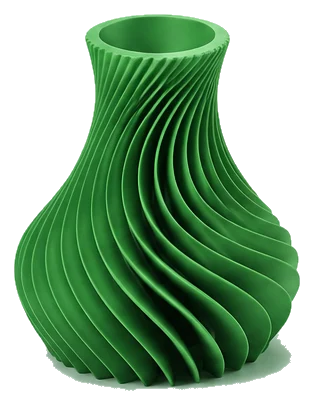 Green 3D printed PLA spiral vase