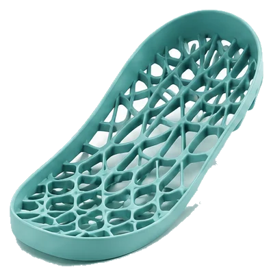 Teal 3D printed flexible TPU shoe sole